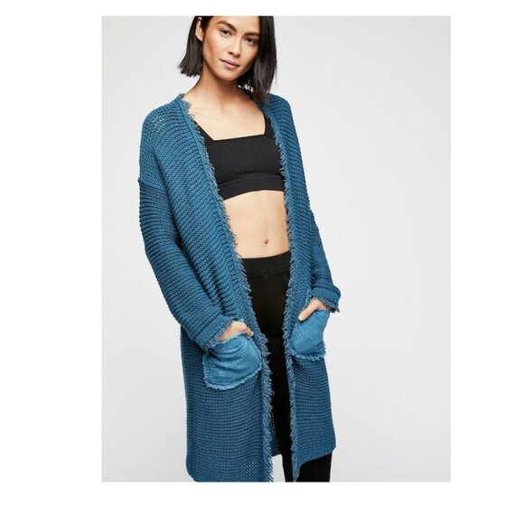 NWOT Free People - Wouldn’t Knit Be Nice Cardi Size XS, Moss Green, Oversized - Picture 3 of 7